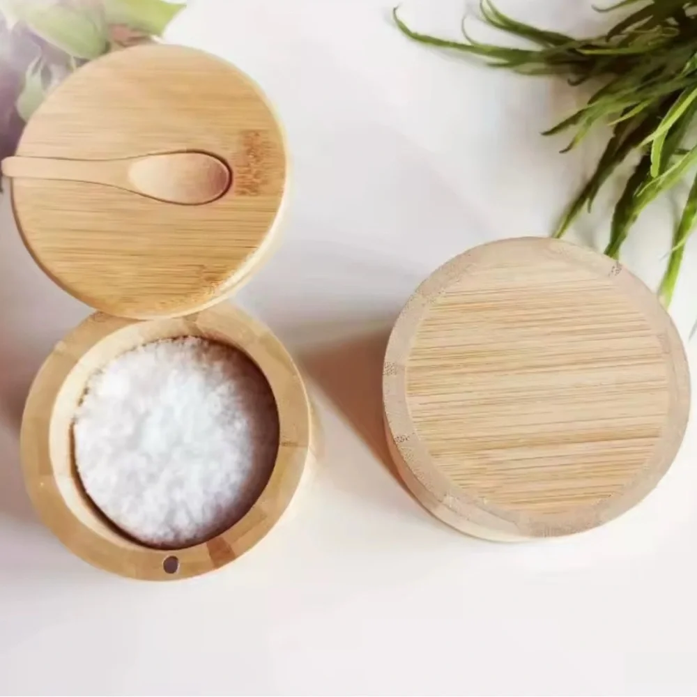 BAMBOO Natural Bamboo one Salt Box with Spoon
